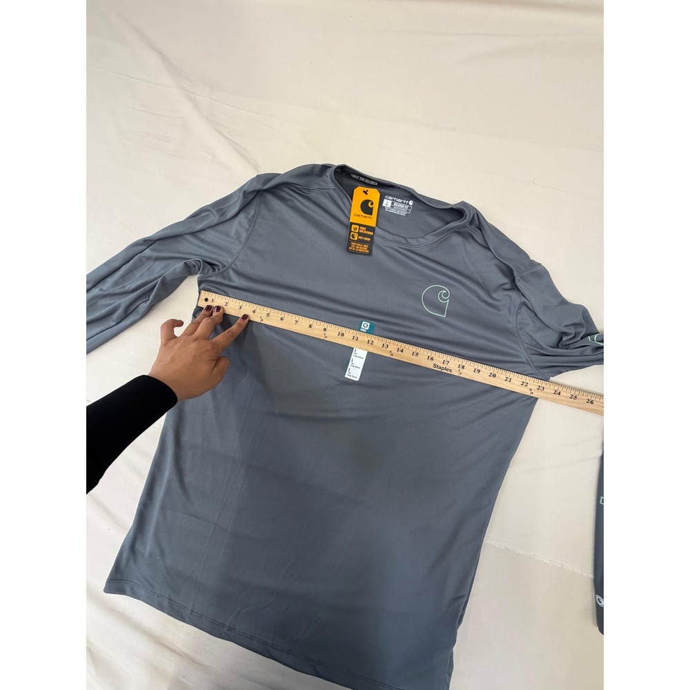 Carhartt Force Sun Defender UPF 50+ Long Sleeve Performance Shirt Gray L Tall - Picture 4 of 6